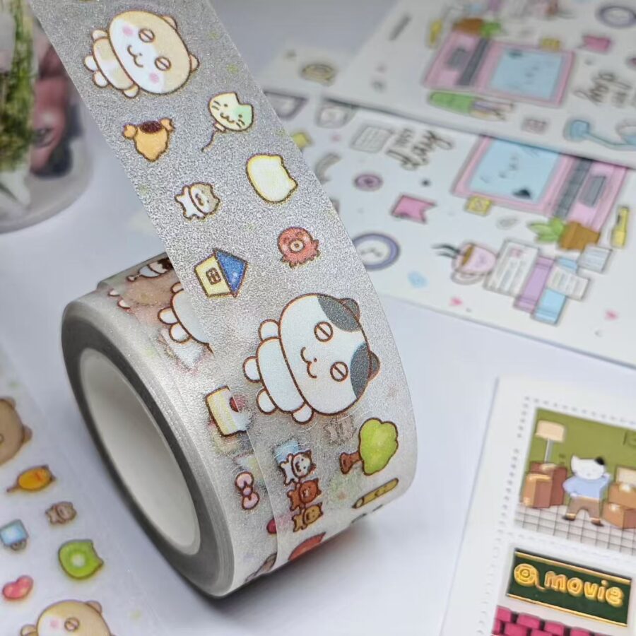 clear material clear liner printing glittery   kiss cut washi tape.4 e
