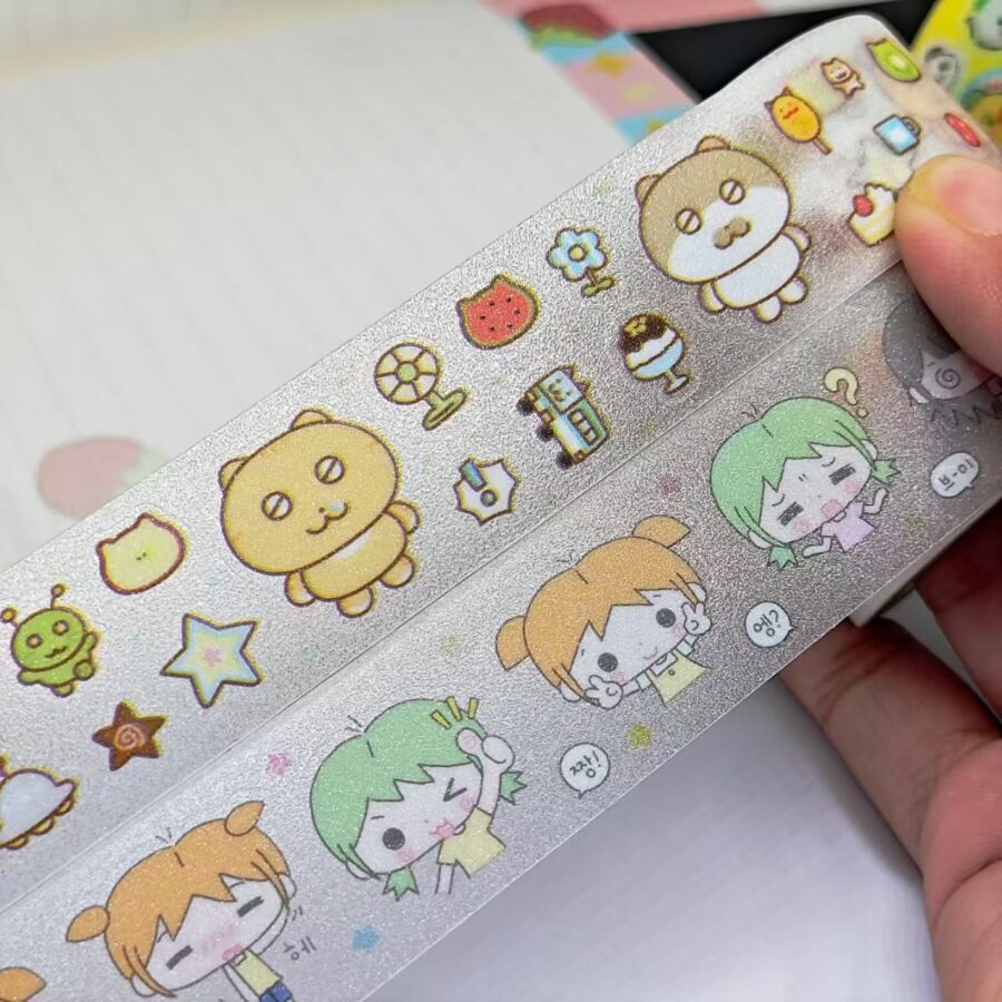 clear material clear liner printing glittery   kiss cut washi tape.5 e