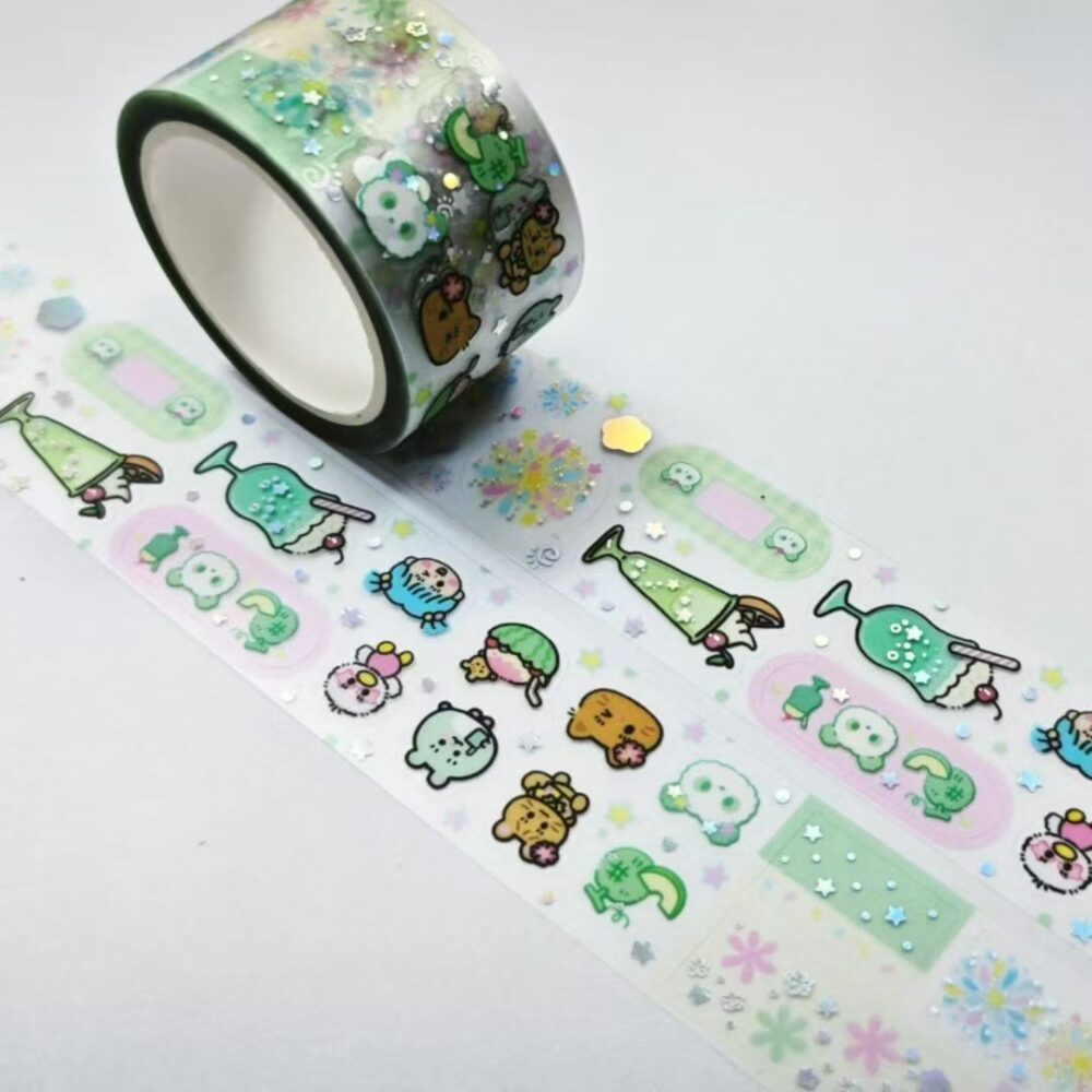 clear matte material clear liner printing 3D foil kiss cut washi tape.4 e