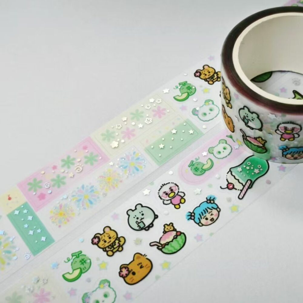 clear matte material clear liner printing 3D foil kiss cut washi tape.5 1 e