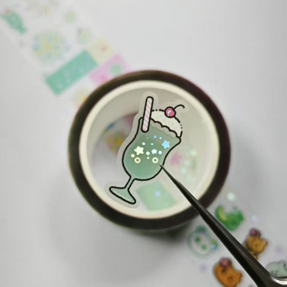 clear matte material clear liner printing 3D foil kiss cut washi tape.6 e