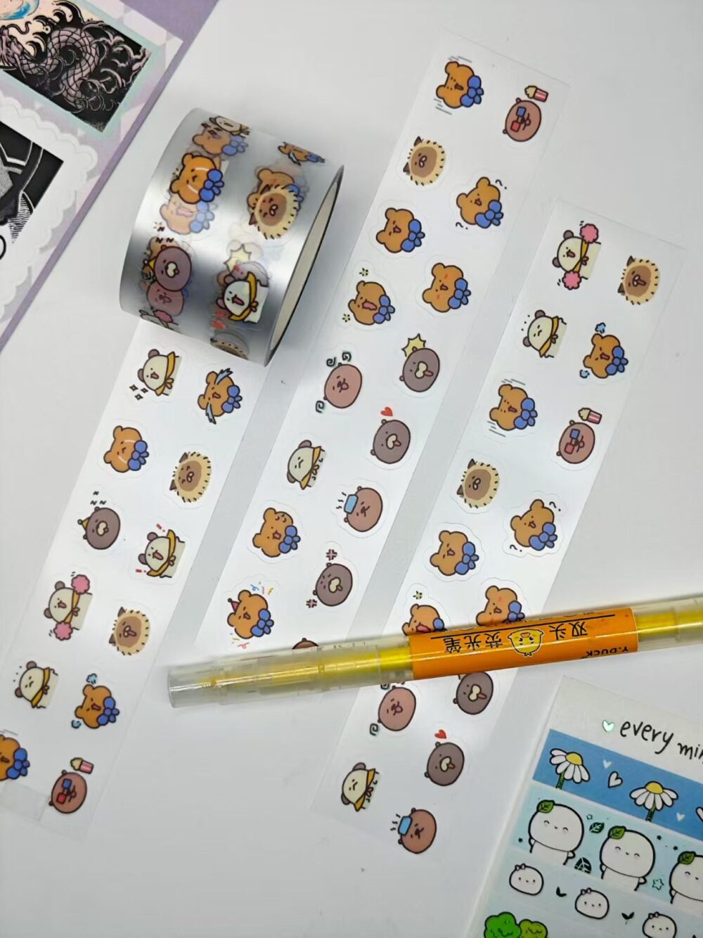 clear matte material clear liner printing kiss cut washi tape.2 e